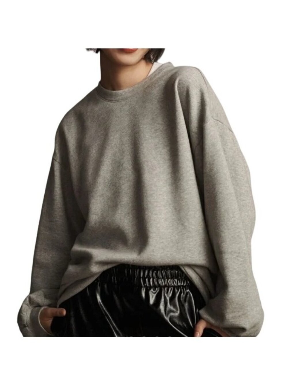 Anthropologie Pilcro Heather Gray Oversized Fleece Pullover Sweatshirt Sz Medium